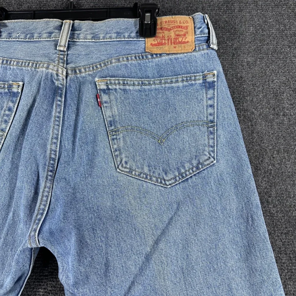 Levi's 505 Jeans Mens 36x29 W36 L29 Light Wash Regular Fit Straight Leg Denim